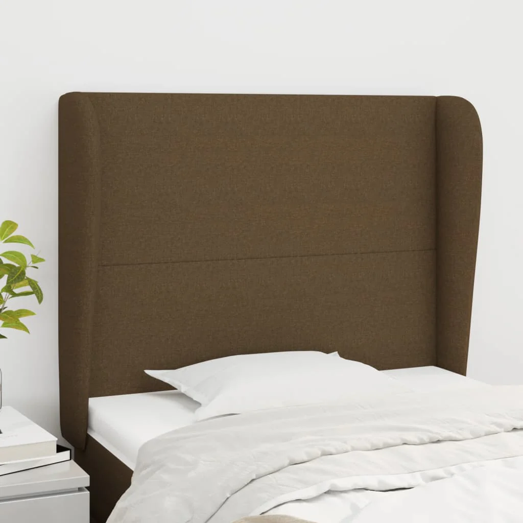 sengegavl med kanter 83x23x118/128 cm stof mørkebrun