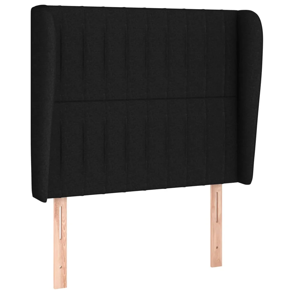 sengegavl med kanter 83x23x118/128 cm stof sort - Image 2