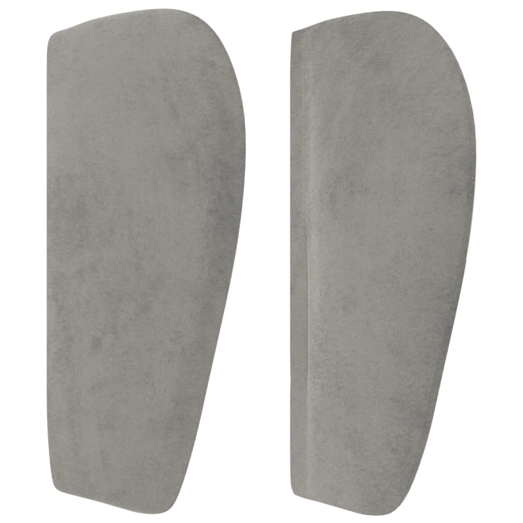 sengegavl med kanter 83x23x78/88 cm fløjl lysegrå - Image 4