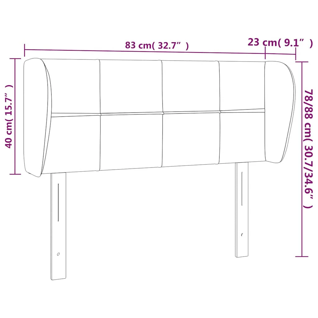sengegavl med kanter 83x23x78/88 cm fløjl mørkeblå - Image 8