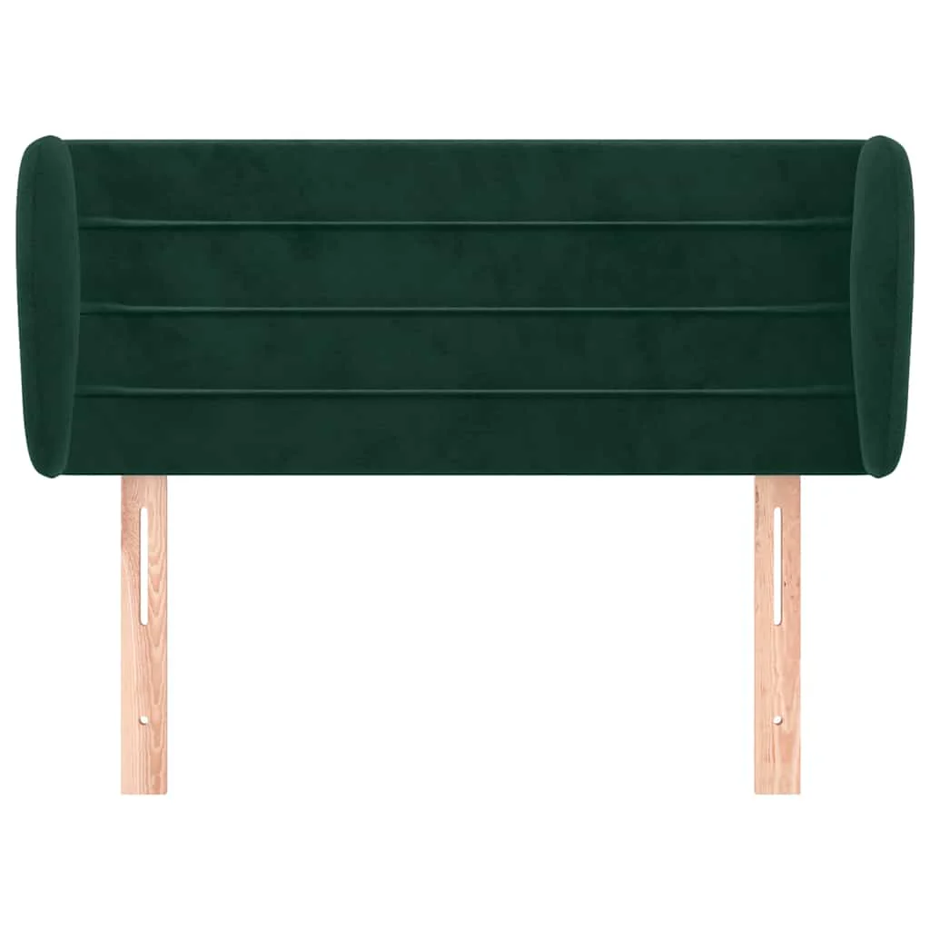 sengegavl med kanter 83x23x78/88 cm fløjl mørkegrøn - Image 3