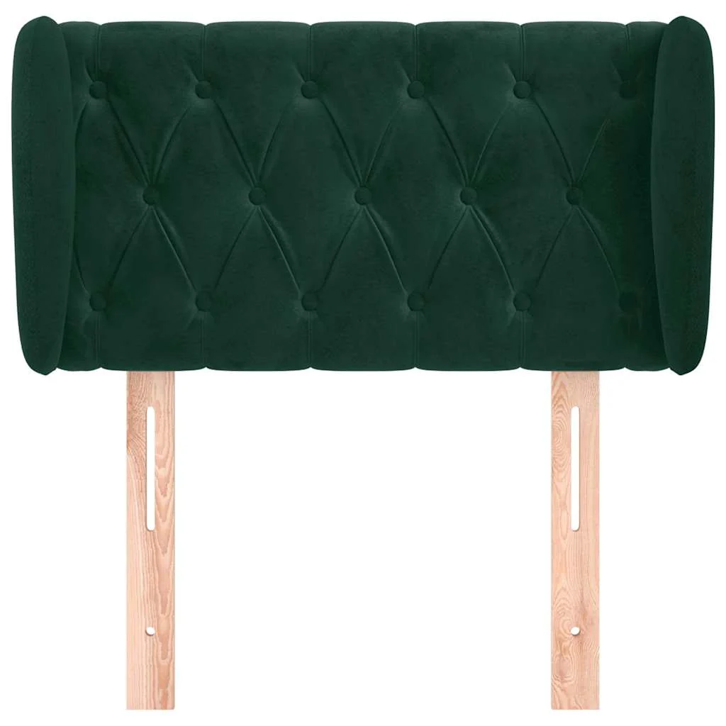 sengegavl med kanter 83x23x78/88 cm fløjl mørkegrøn - Image 3