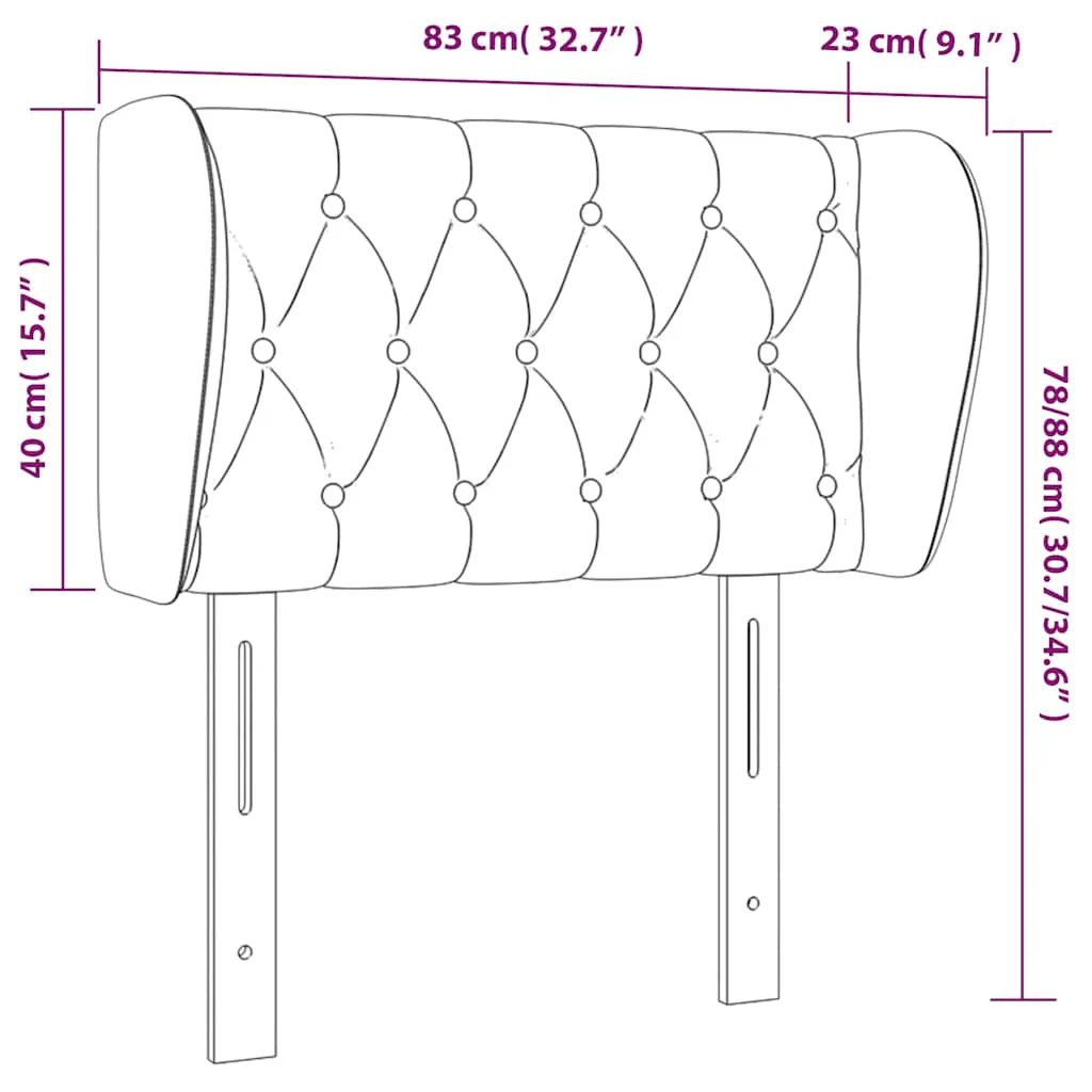 sengegavl med kanter 83x23x78/88 cm fløjl mørkegrøn - Image 8