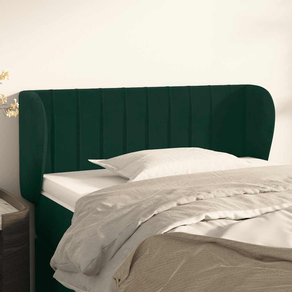 sengegavl med kanter 83x23x78/88 cm fløjl mørkegrøn