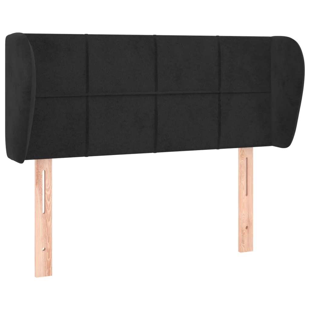 sengegavl med kanter 83x23x78/88 cm fløjl sort - Image 2
