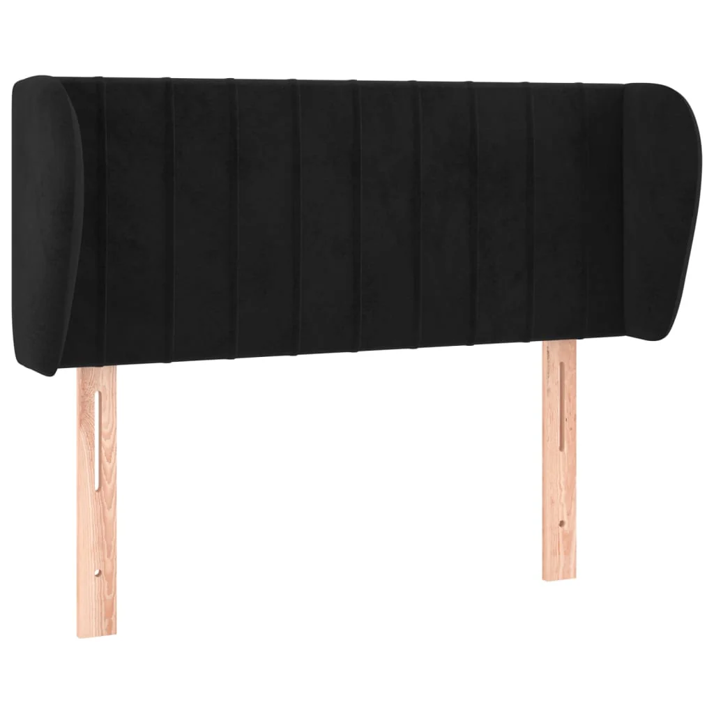 sengegavl med kanter 83x23x78/88 cm fløjl sort - Image 2