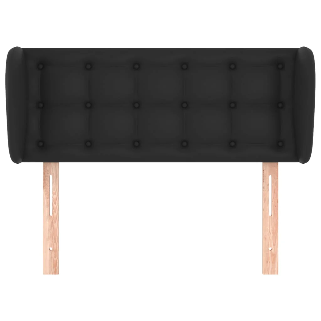 sengegavl med kanter 83x23x78/88 cm kunstlæder sort - Image 3
