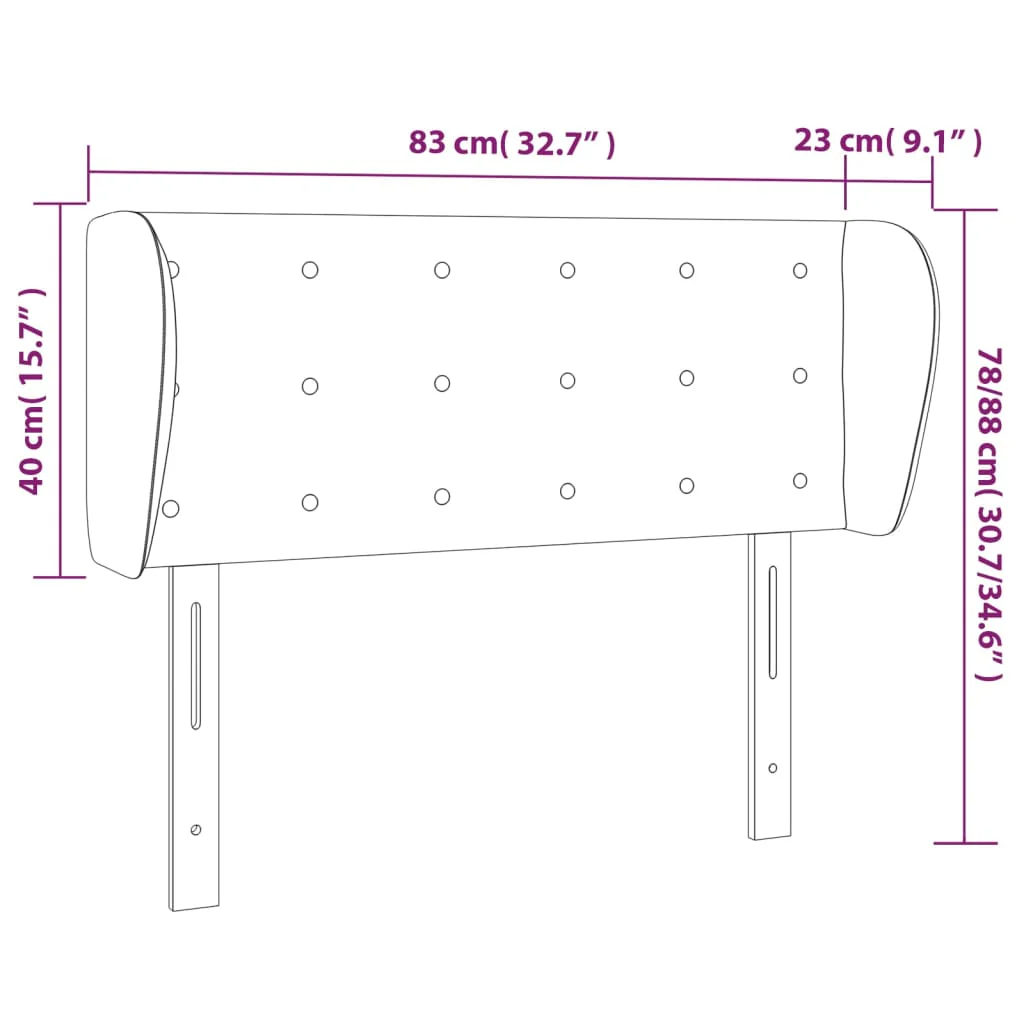 sengegavl med kanter 83x23x78/88 cm stof cremefarvet - Image 8
