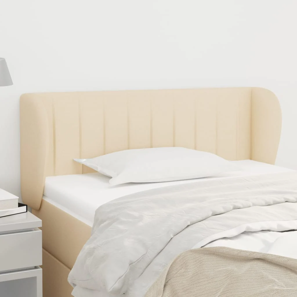 sengegavl med kanter 83x23x78/88 cm stof cremefarvet