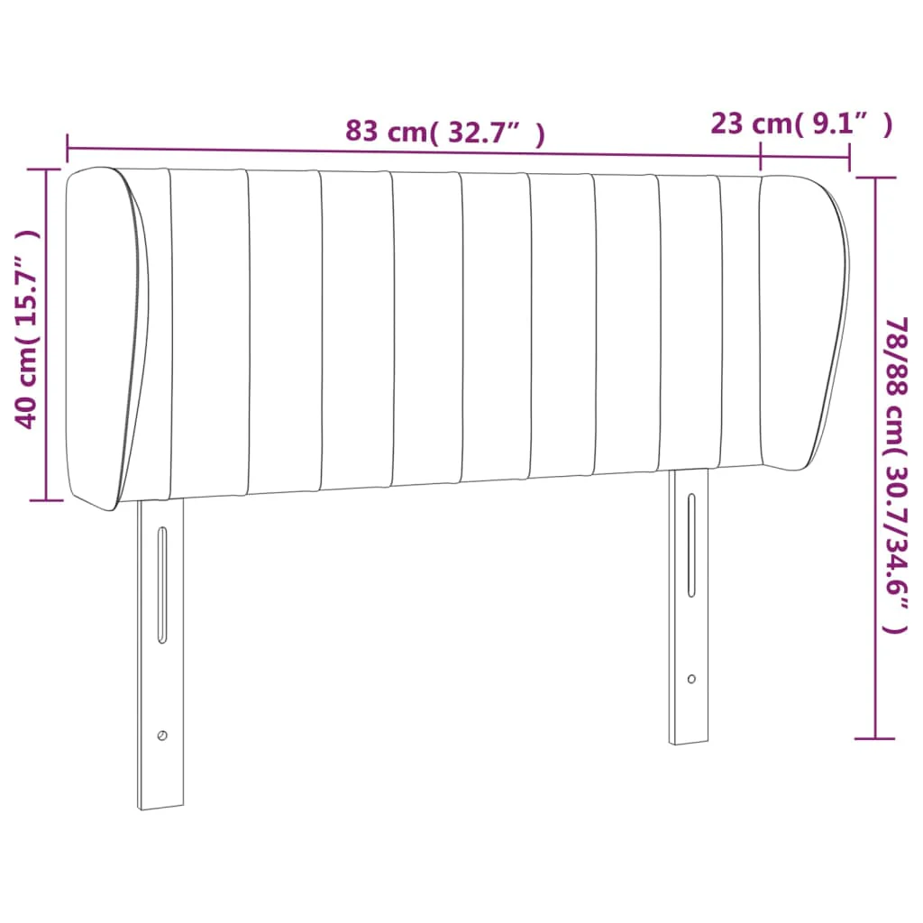 sengegavl med kanter 83x23x78/88 cm stof cremefarvet - Image 8
