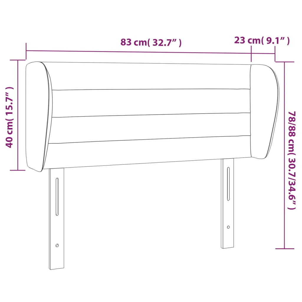 sengegavl med kanter 83x23x78/88 cm stof gråbrun - Image 8