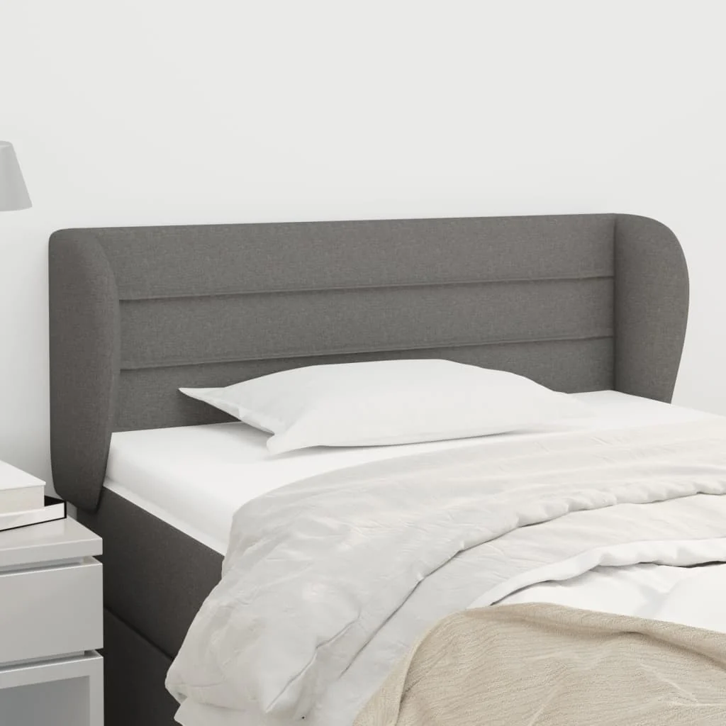 sengegavl med kanter 83x23x78/88 cm stof mørkegrå