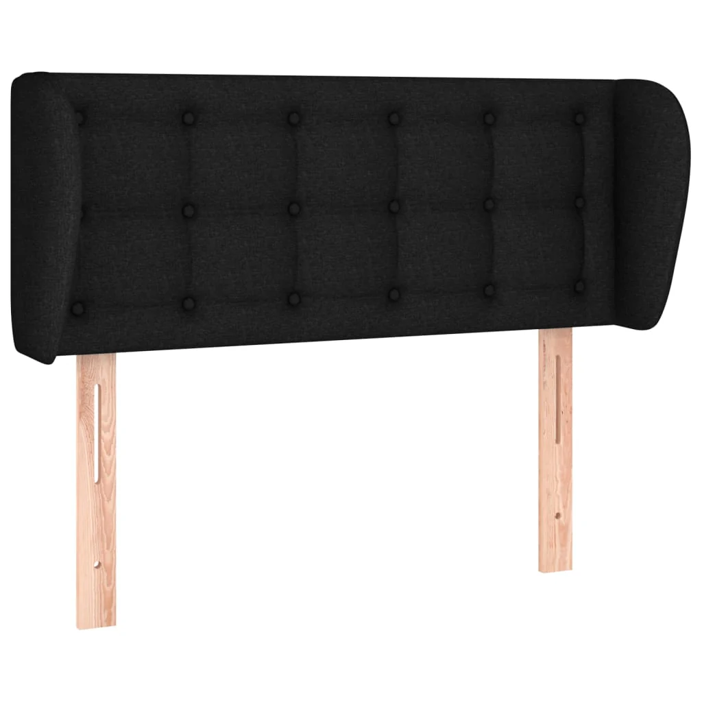 sengegavl med kanter 83x23x78/88 cm stof sort - Image 2