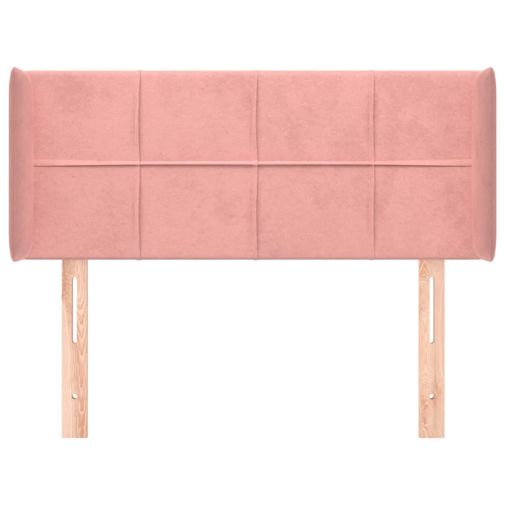 sengegavl med kanter 93x16x78/88 cm fløjl lyserød - Image 3
