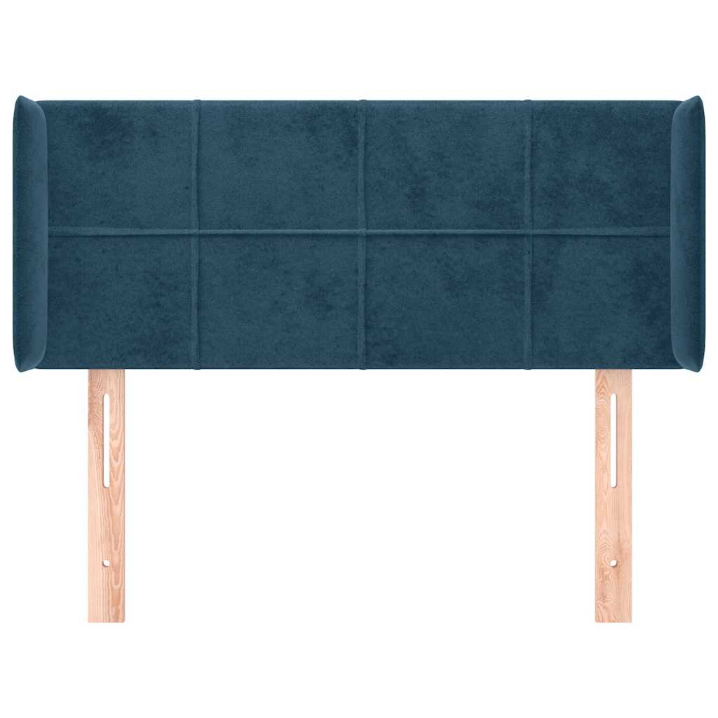 sengegavl med kanter 93x16x78/88 cm fløjl mørkeblå - Image 3