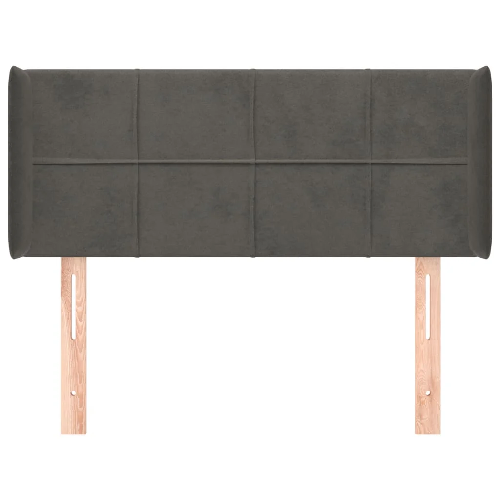 sengegavl med kanter 93x16x78/88 cm fløjl mørkegrå - Image 3