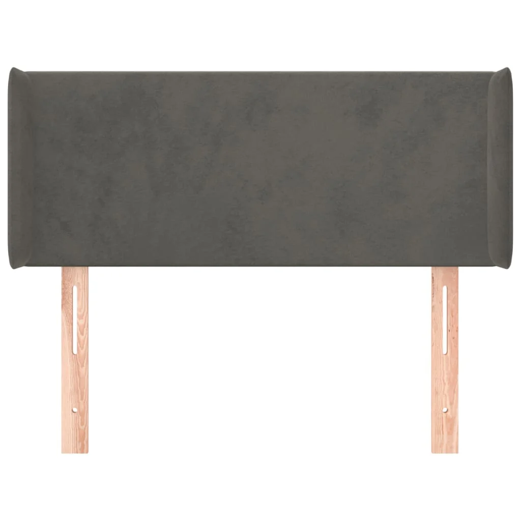 sengegavl med kanter 93x16x78/88 cm fløjl mørkegrå - Image 3