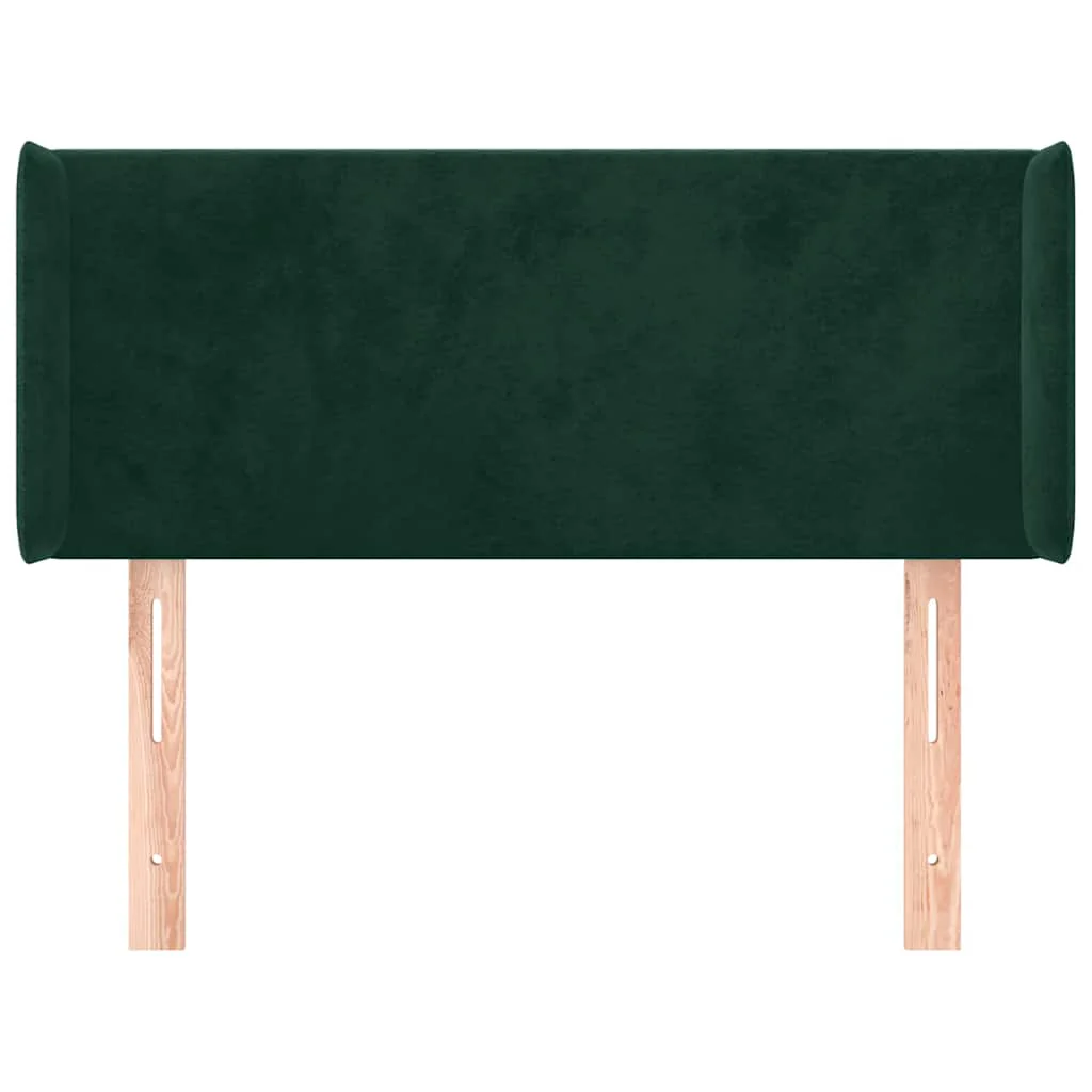 sengegavl med kanter 93x16x78/88 cm fløjl mørkegrøn - Image 3