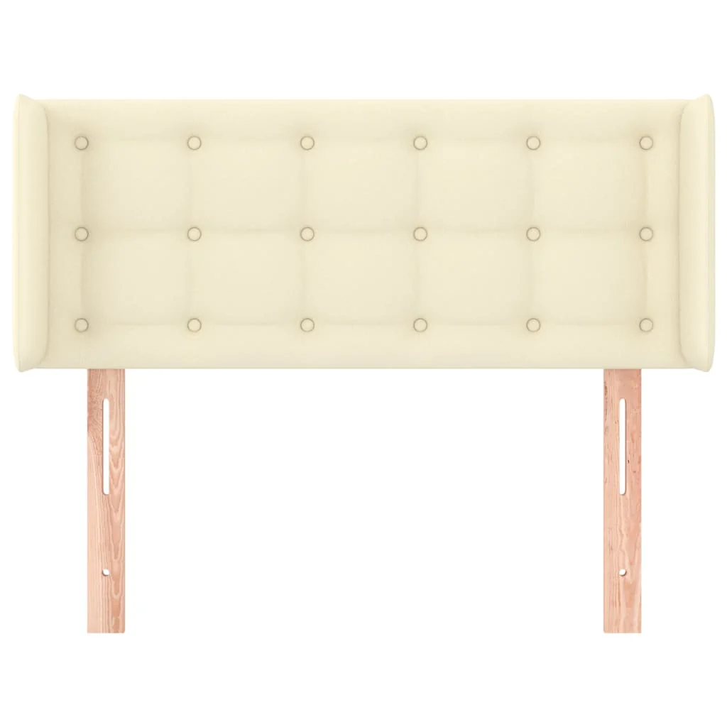 sengegavl med kanter 93x16x78/88 cm kunstlæder cremefarvet - Image 3