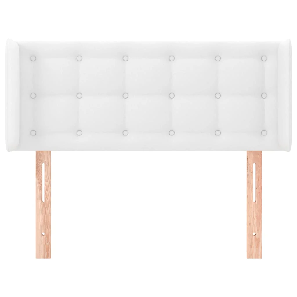 sengegavl med kanter 93x16x78/88 cm kunstlæder hvid - Image 3