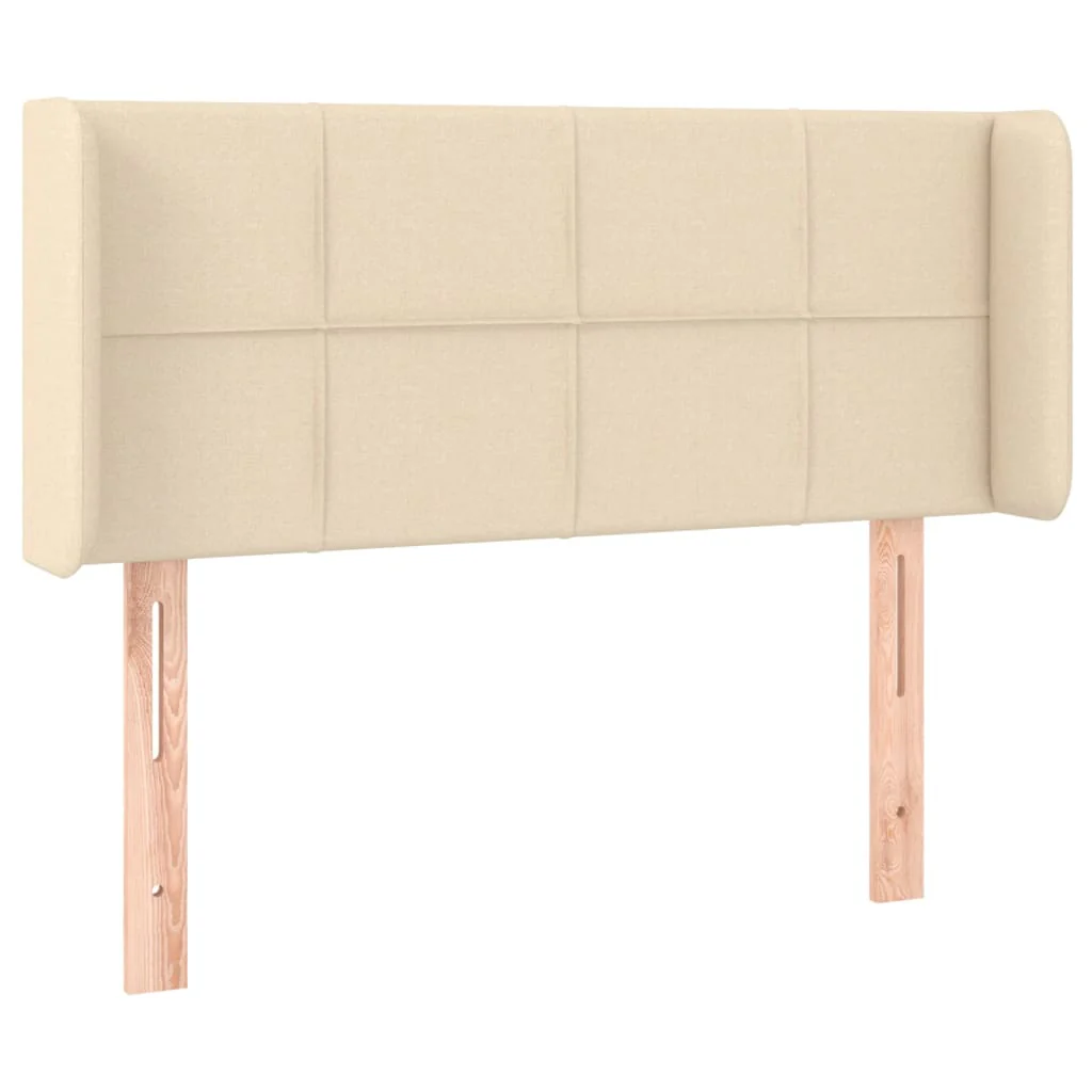 sengegavl med kanter 93x16x78/88 cm stof cremefarvet - Image 2