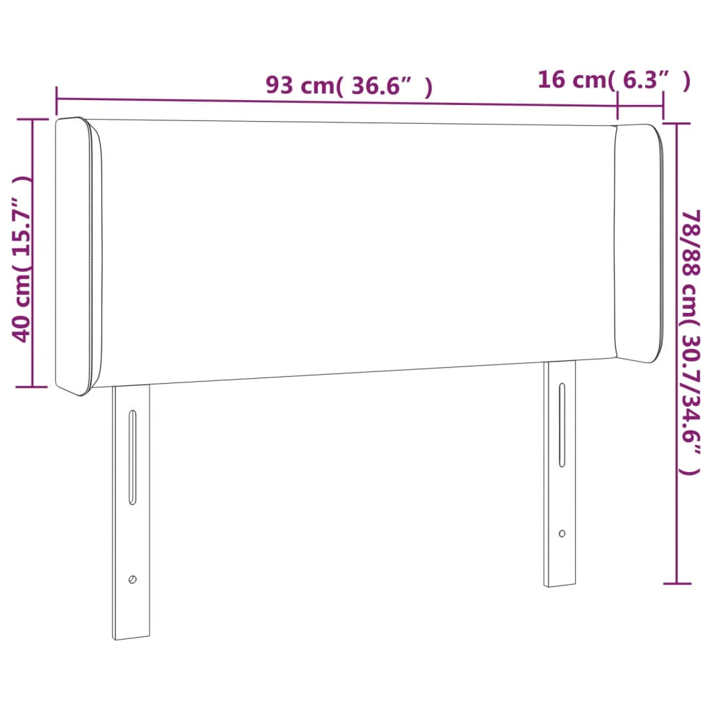 sengegavl med kanter 93x16x78/88 cm stof mørkebrun - Image 8
