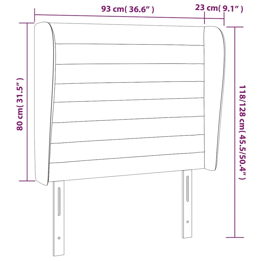 sengegavl med kanter 93x23x118/128 cm fløjl mørkeblå - Image 7