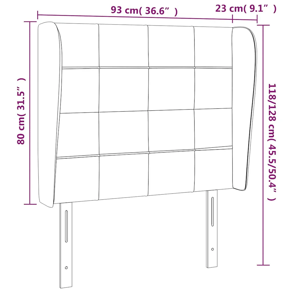 sengegavl med kanter 93x23x118/128 cm fløjl mørkeblå - Image 7