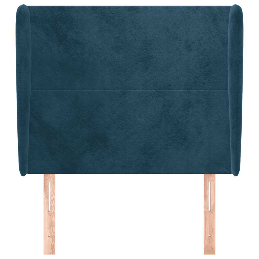 sengegavl med kanter 93x23x118/128 cm fløjl mørkeblå - Image 3