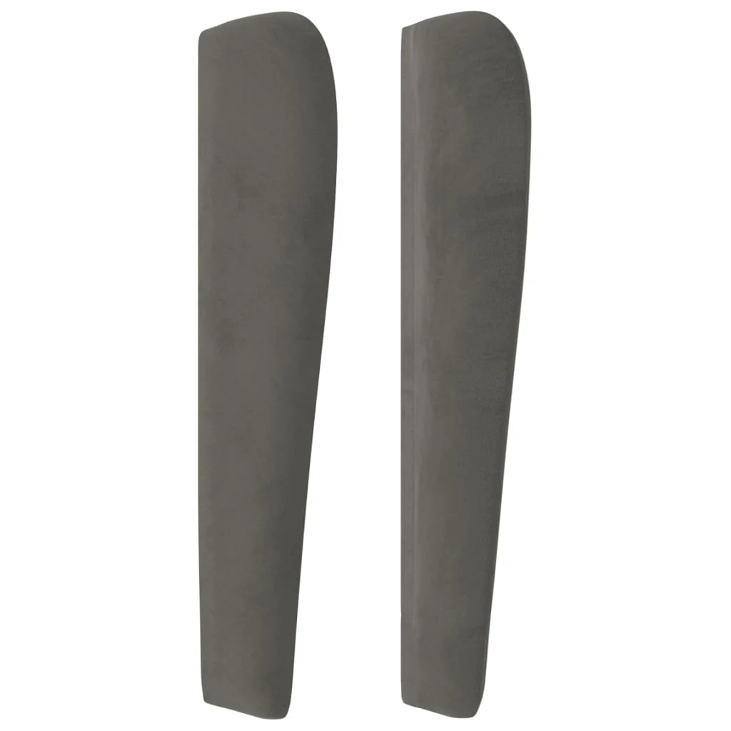 sengegavl med kanter 93x23x118/128 cm fløjl mørkegrå - Image 4