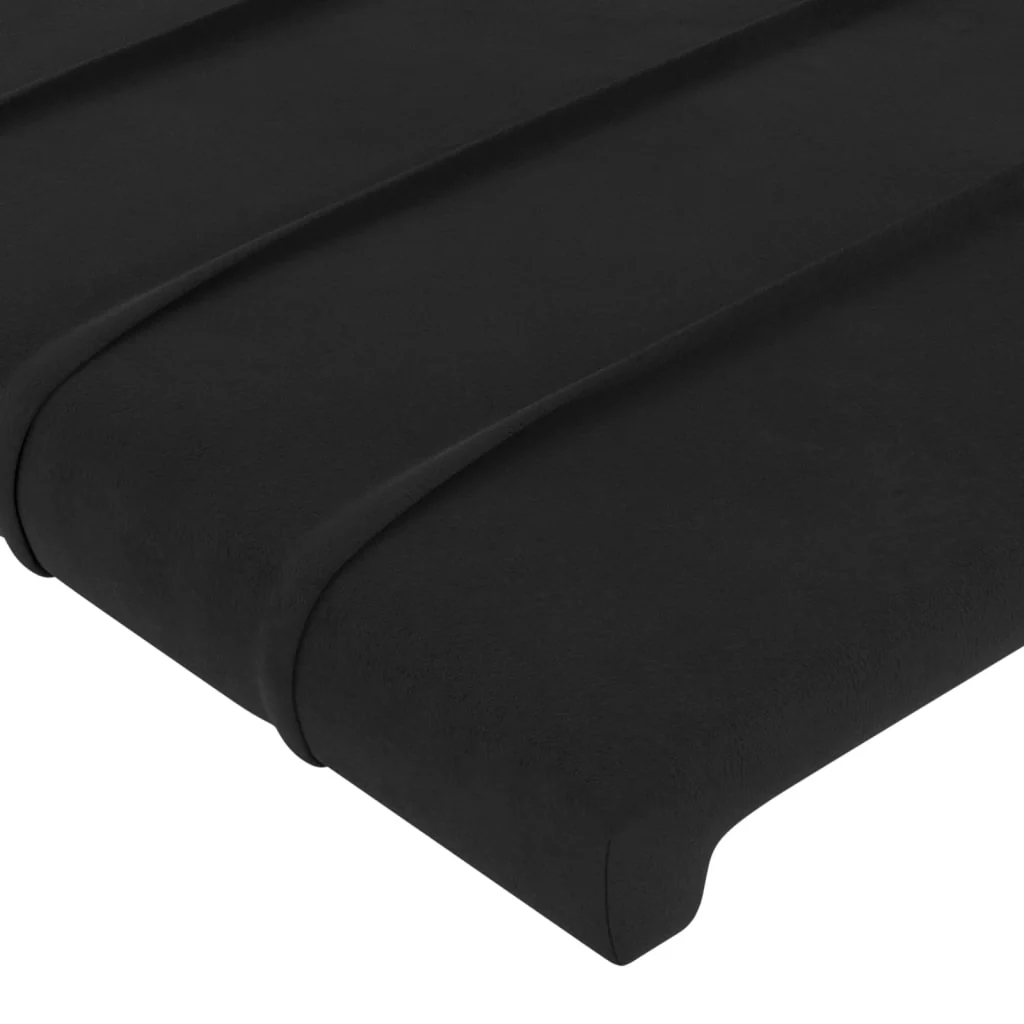 sengegavl med kanter 93x23x118/128 cm fløjl sort - Image 5