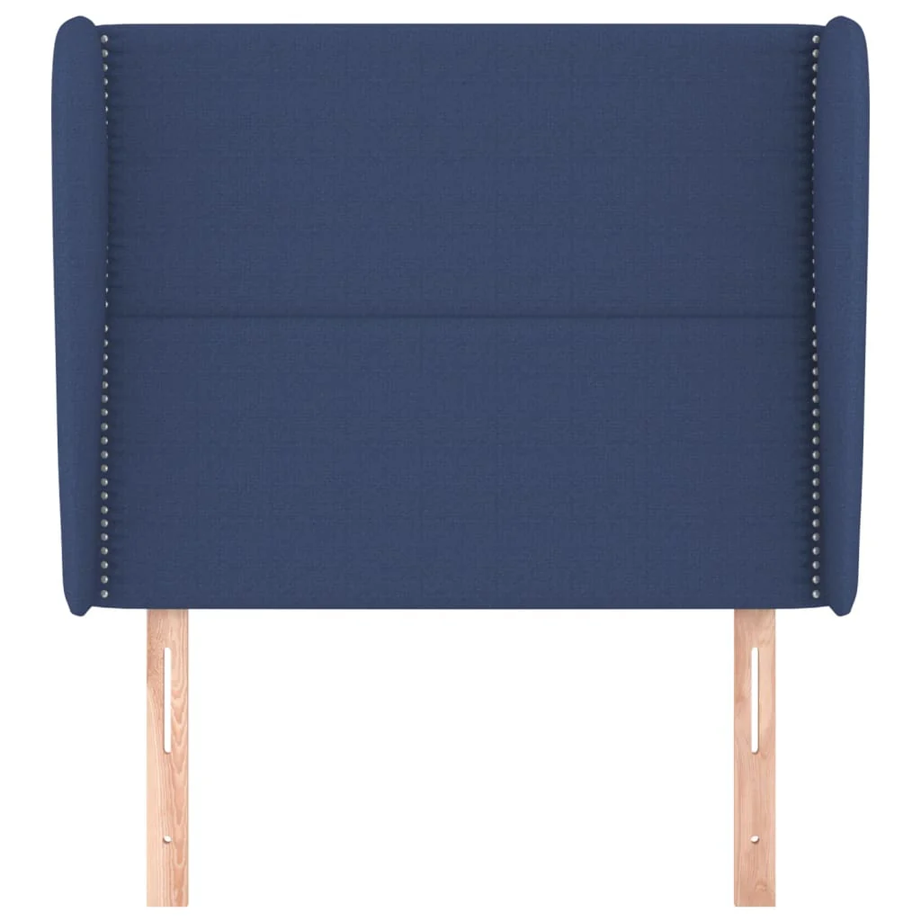 sengegavl med kanter 93x23x118/128 cm stof blå - Image 3