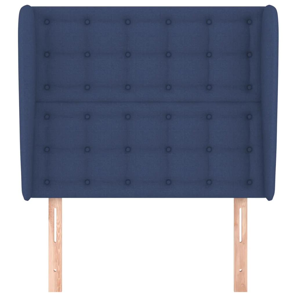 sengegavl med kanter 93x23x118/128 cm stof blå - Image 3