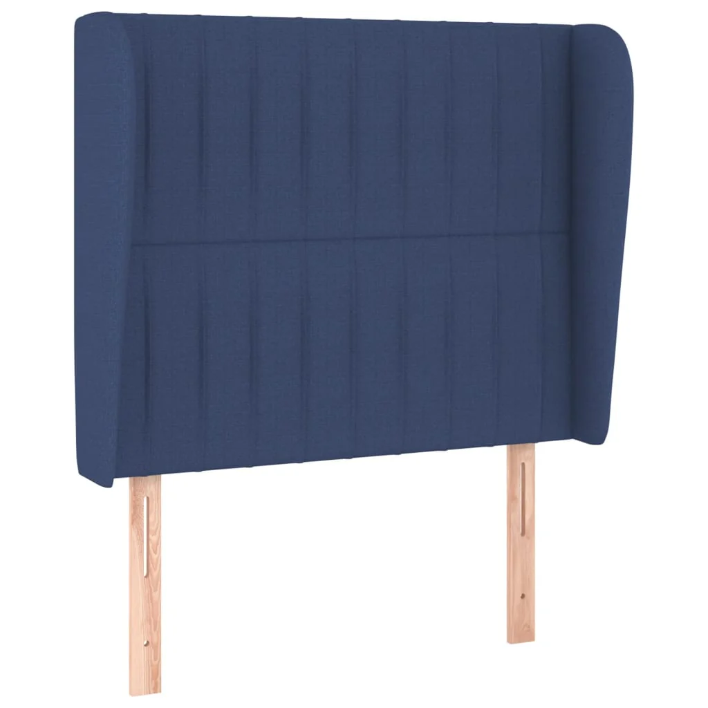 sengegavl med kanter 93x23x118/128 cm stof blå - Image 2