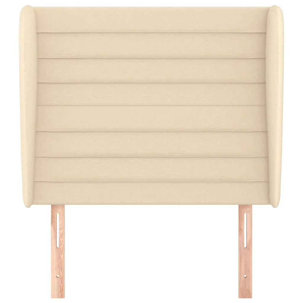 sengegavl med kanter 93x23x118/128 cm stof cremefarvet - Image 3