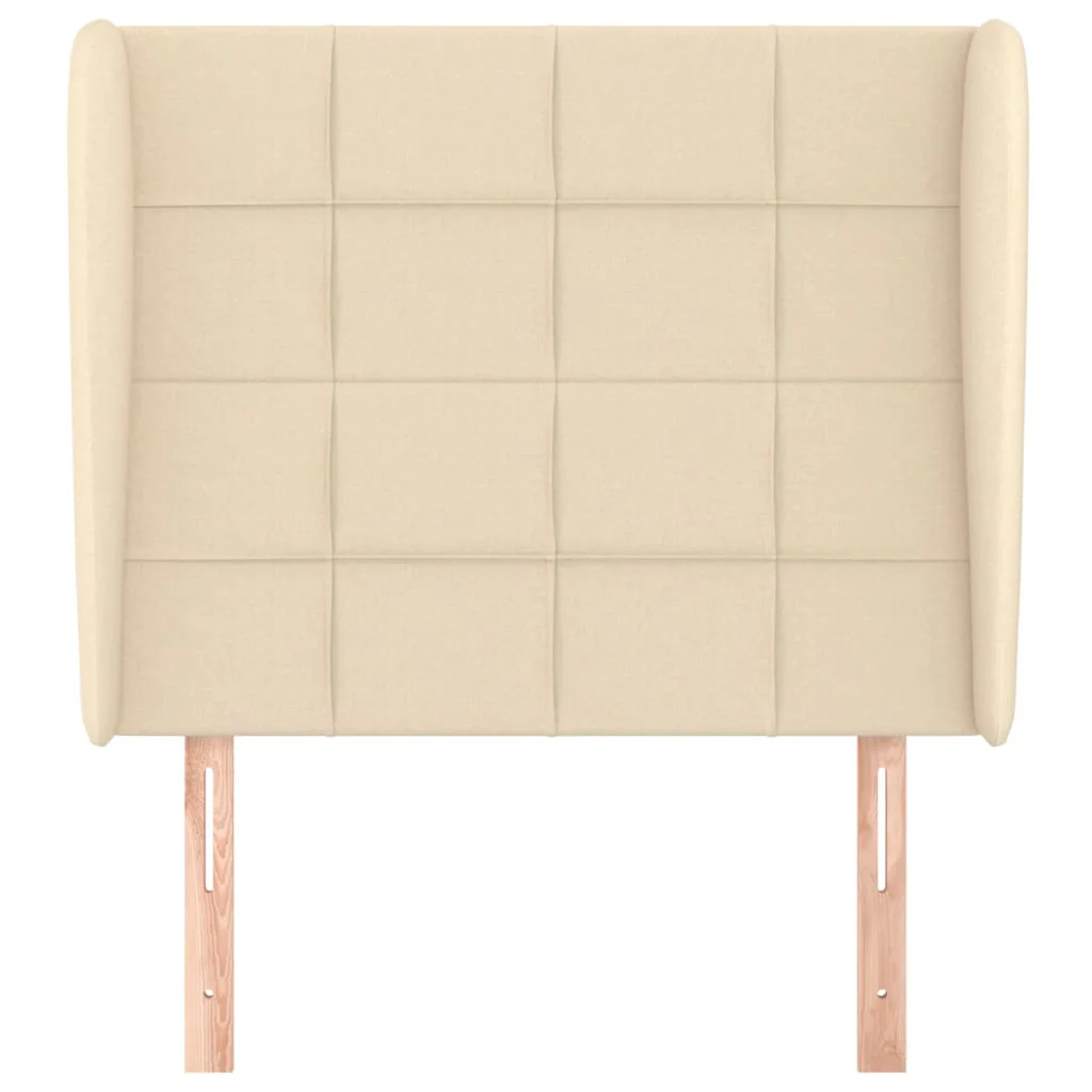 sengegavl med kanter 93x23x118/128 cm stof cremefarvet - Image 3
