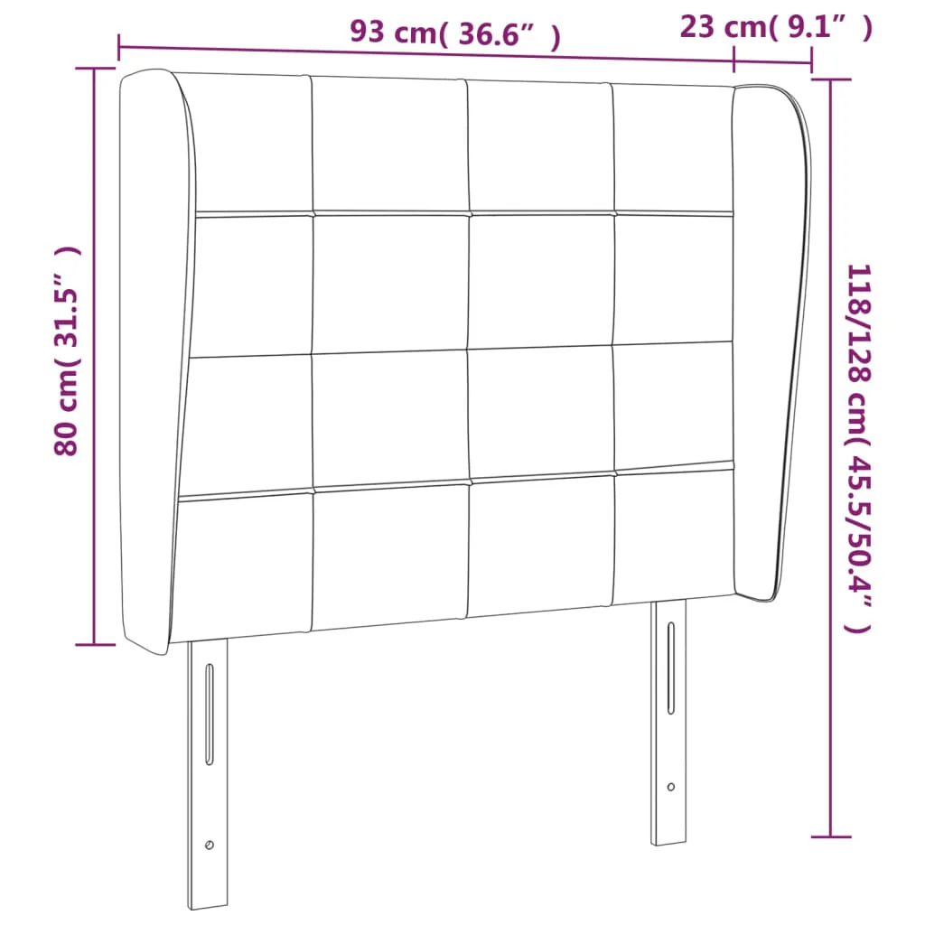 sengegavl med kanter 93x23x118/128 cm stof gråbrun - Image 8