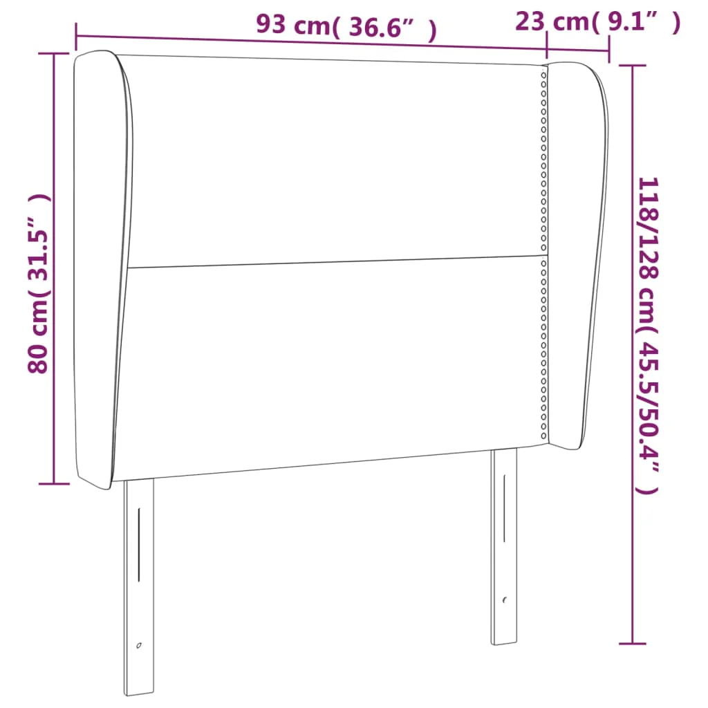 sengegavl med kanter 93x23x118/128 cm stof gråbrun - Image 8