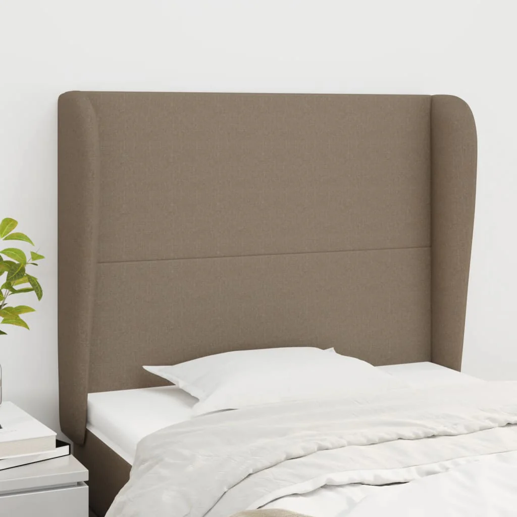 sengegavl med kanter 93x23x118/128 cm stof gråbrun