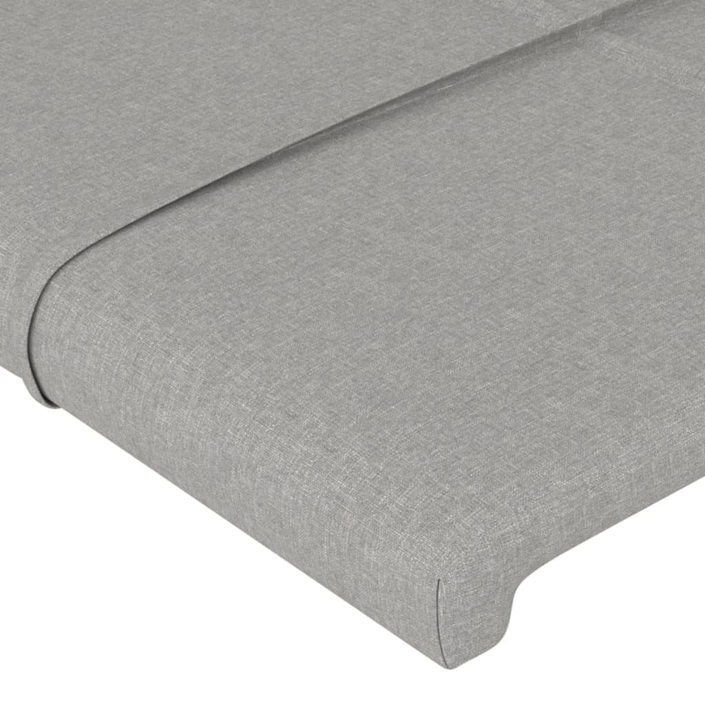 sengegavl med kanter 93x23x118/128 cm stof lysegrå - Image 5