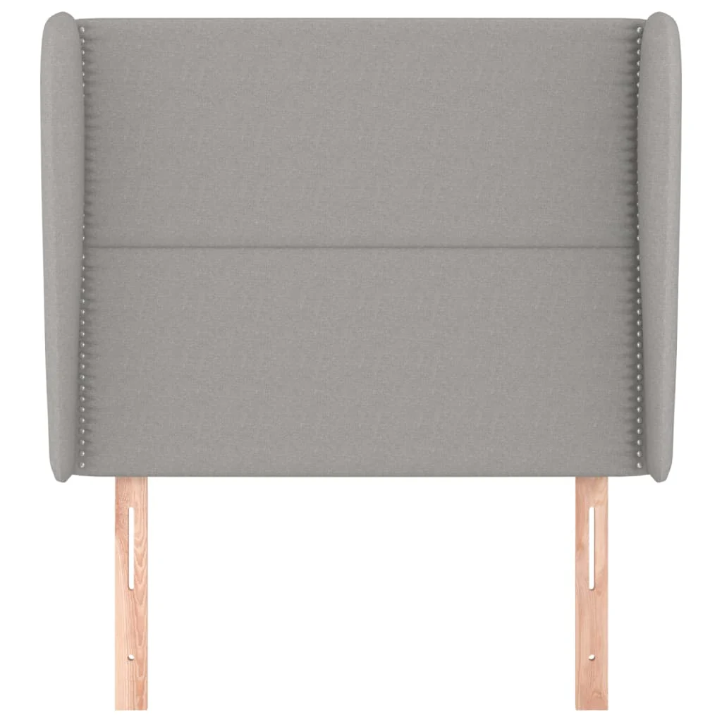 sengegavl med kanter 93x23x118/128 cm stof lysegrå - Image 3