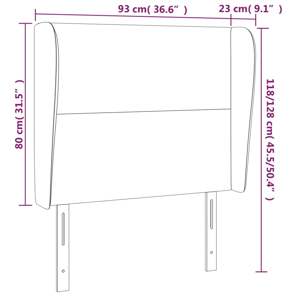 sengegavl med kanter 93x23x118/128 cm stof lysegrå - Image 8