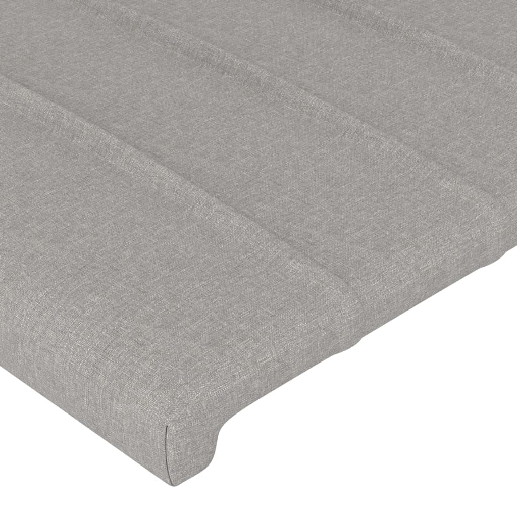 sengegavl med kanter 93x23x118/128 cm stof lysegrå - Image 5