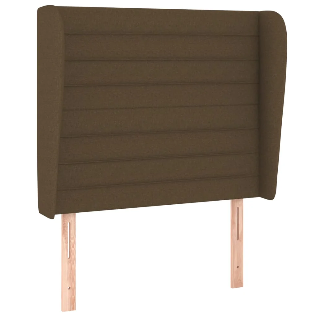 sengegavl med kanter 93x23x118/128 cm stof mørkebrun - Image 2