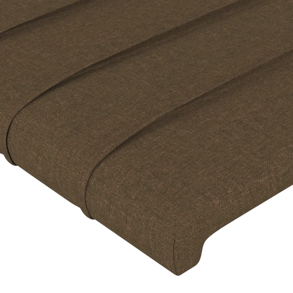 sengegavl med kanter 93x23x118/128 cm stof mørkebrun - Image 5