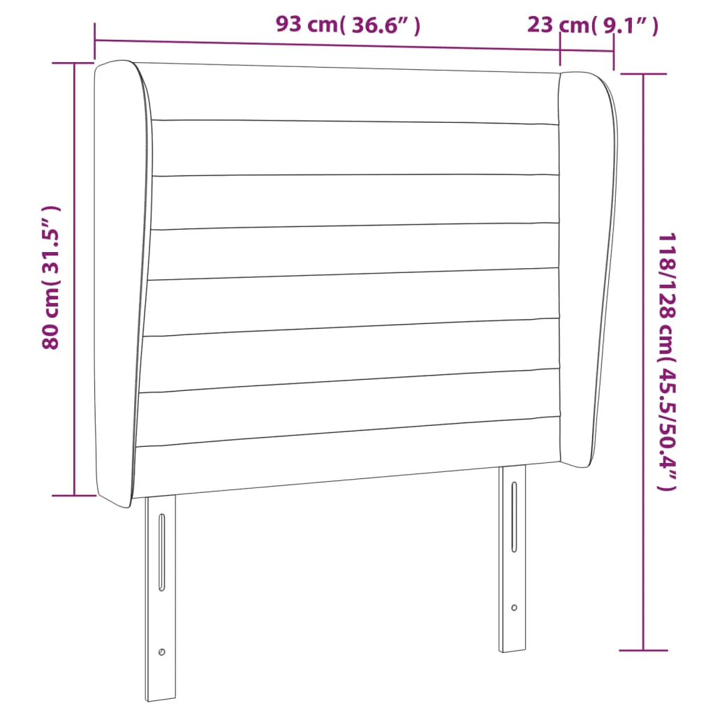 sengegavl med kanter 93x23x118/128 cm stof mørkebrun - Image 8