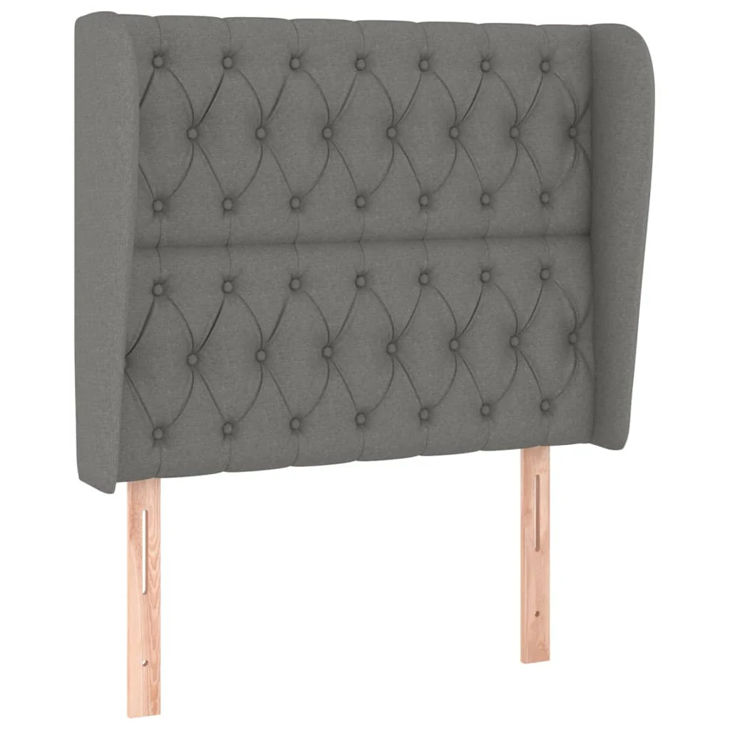 sengegavl med kanter 93x23x118/128 cm stof mørkegrå - Image 2
