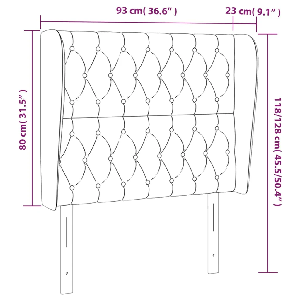 sengegavl med kanter 93x23x118/128 cm stof mørkegrå - Image 8