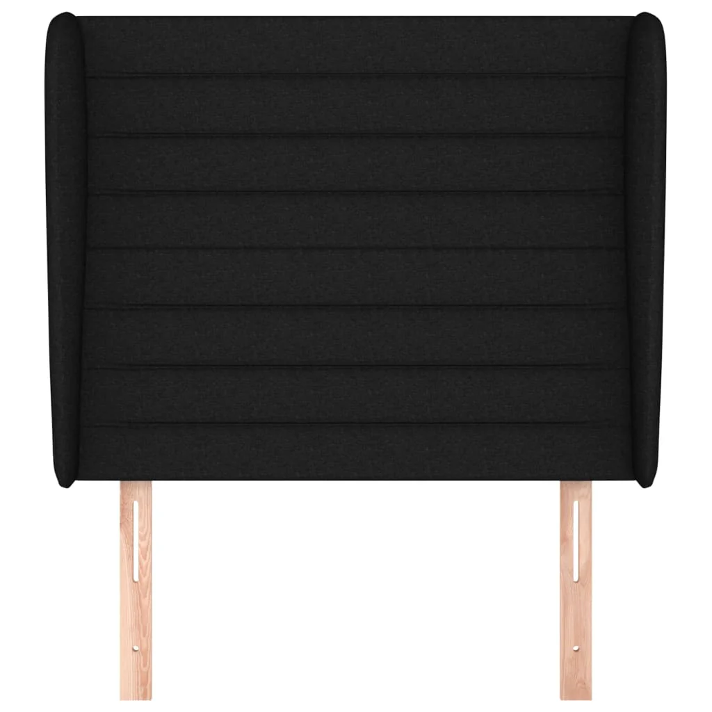 sengegavl med kanter 93x23x118/128 cm stof sort - Image 3
