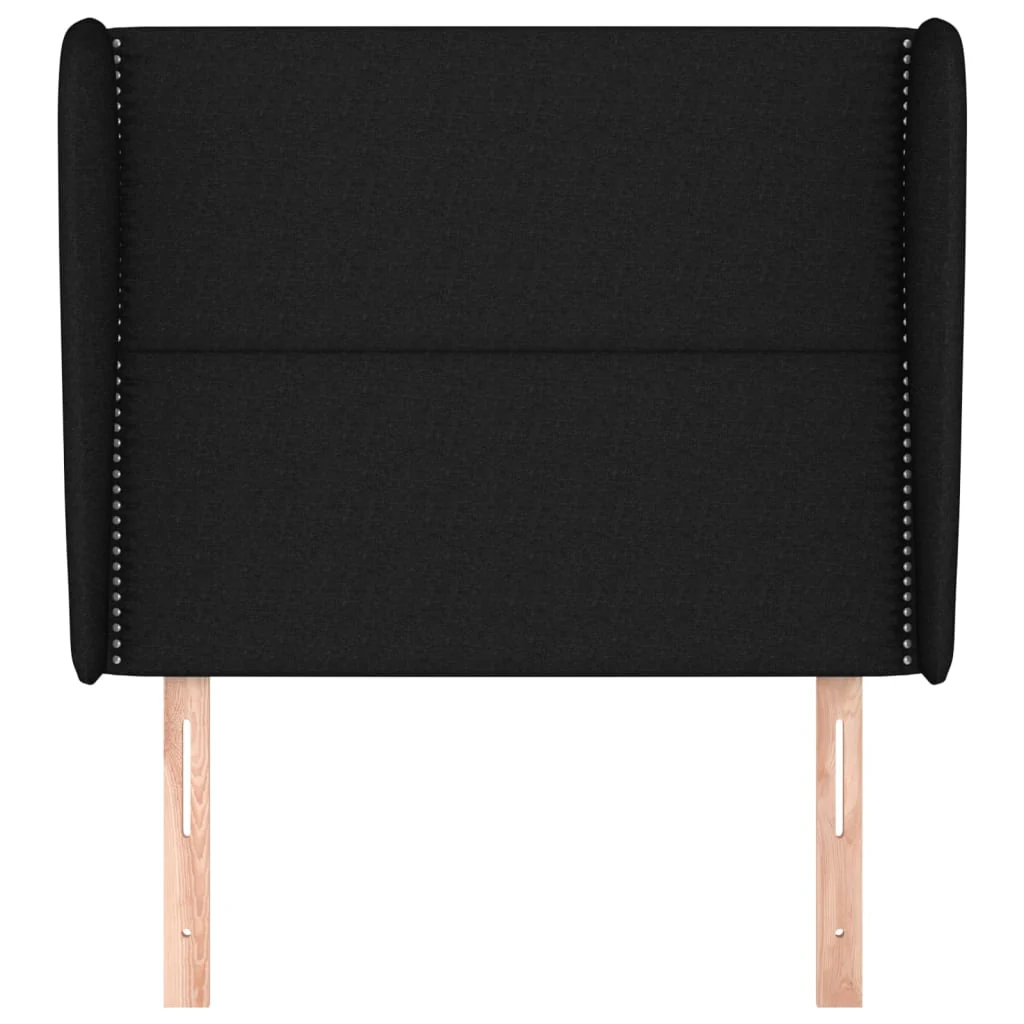 sengegavl med kanter 93x23x118/128 cm stof sort - Image 3